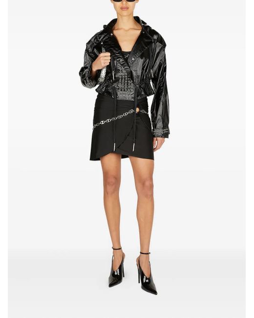 Rabanne Black Eyelet Biker Jacket