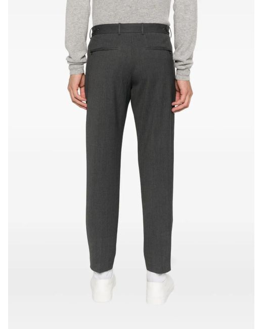 PT Torino Gray Belt Loops-Detail Trousers for men