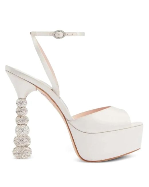Sophia Webster White 140Mm Natalia Crystal-Heel Sandals