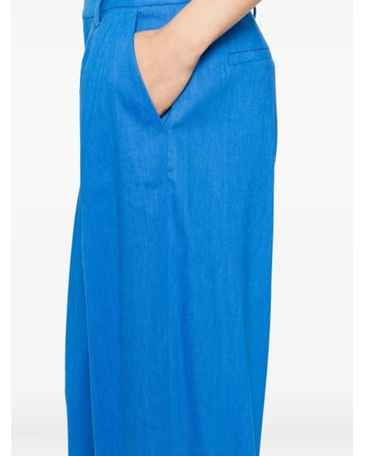 Alice + Olivia Blue Eric Linen Pant