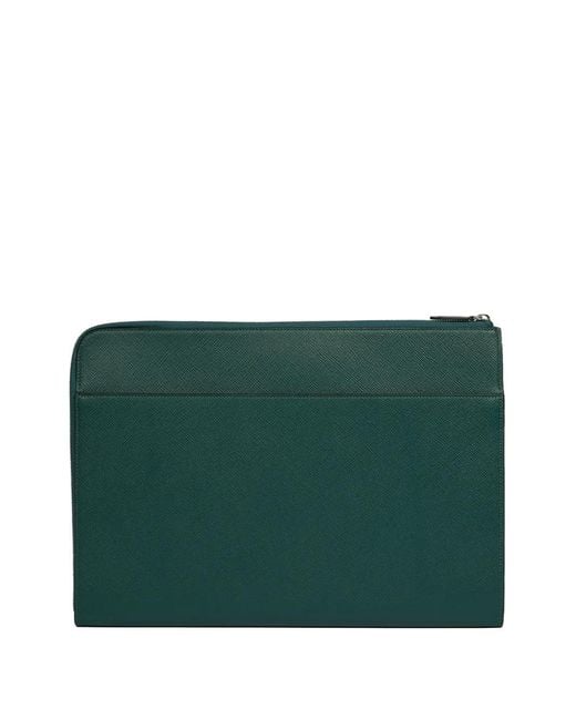 Smythson Green Large Panama Laptop Case