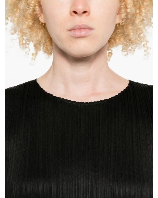 Pleats Please Issey Miyake Black Wave Pleated-Fringe Midi Dress