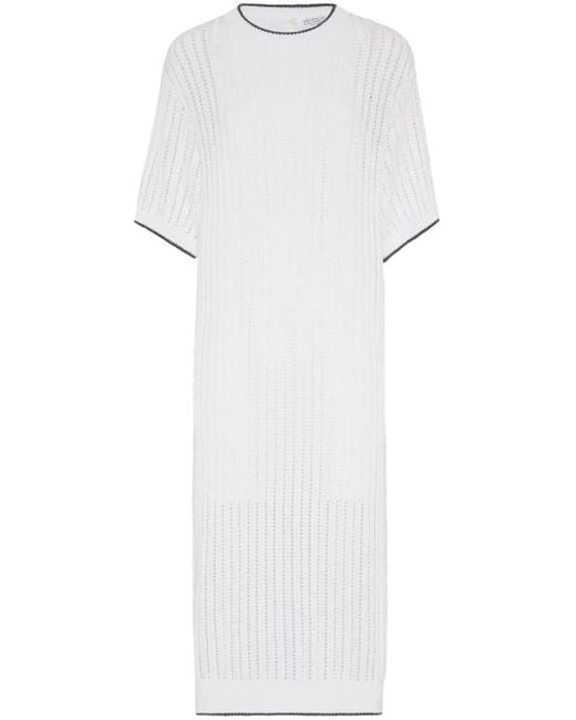 Brunello Cucinelli モニーレトリム ニットドレス White
