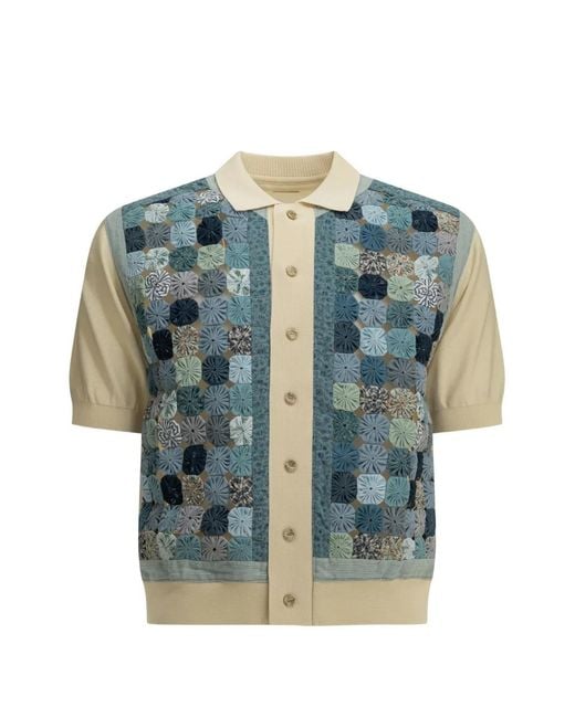 Polo Con Design Patchwork di Kapital in Blue da Uomo