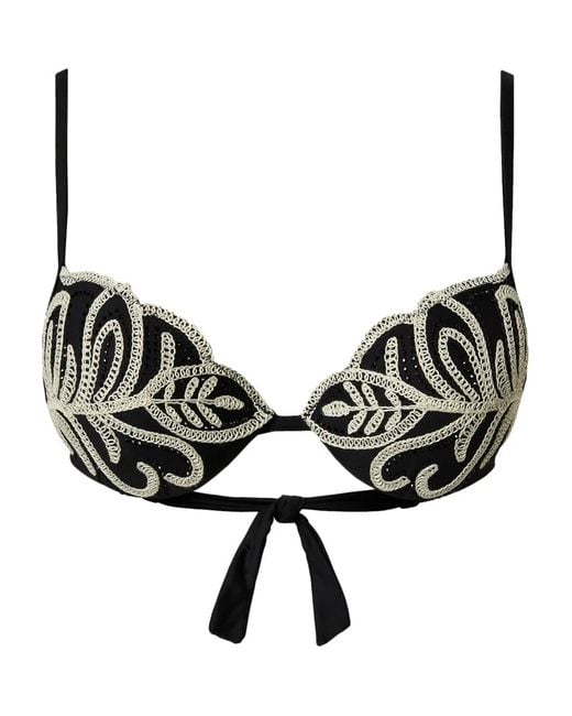 Twinset Black Embroidered Bikini Top