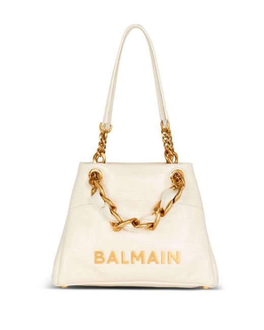 Balmain Natural 1945 Soft Leather Top-Handle Bag