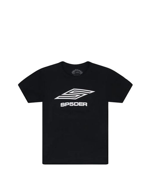 Sp5der Black Pro Logo-Print T-Shirt