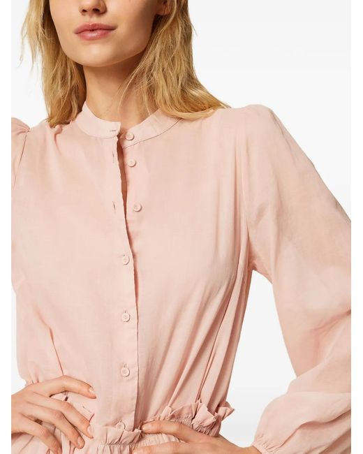 Twinset Pink Ruffled Shirt Dress