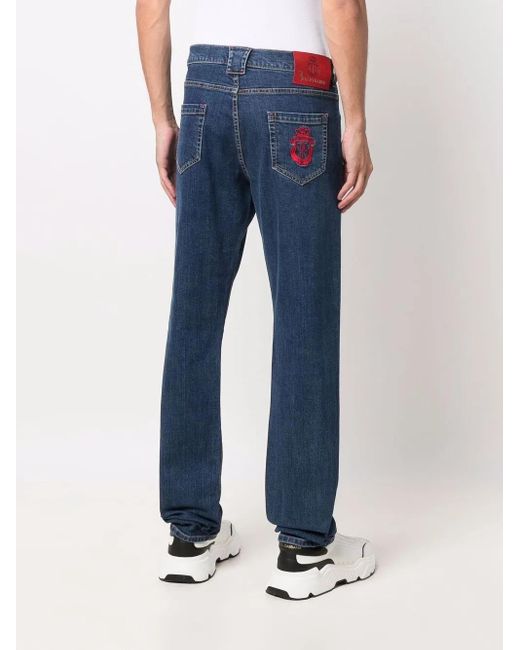 Billionaire Blue Logo-Embroidered Jeans for men