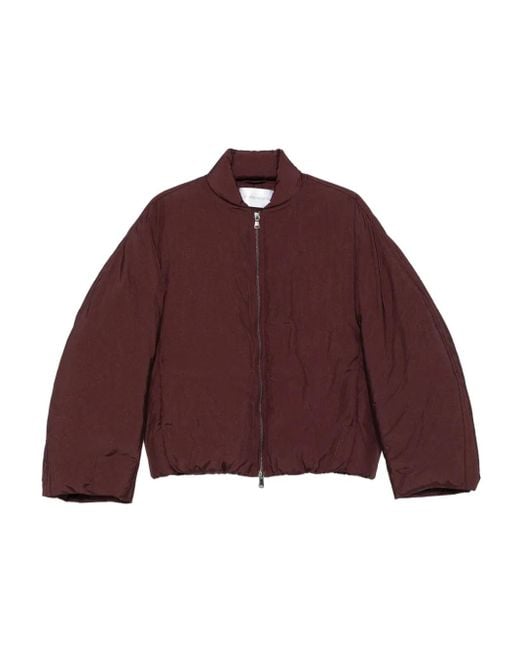 Christian Wijnants Red Front-Zip Balloon-Sleeve Coat
