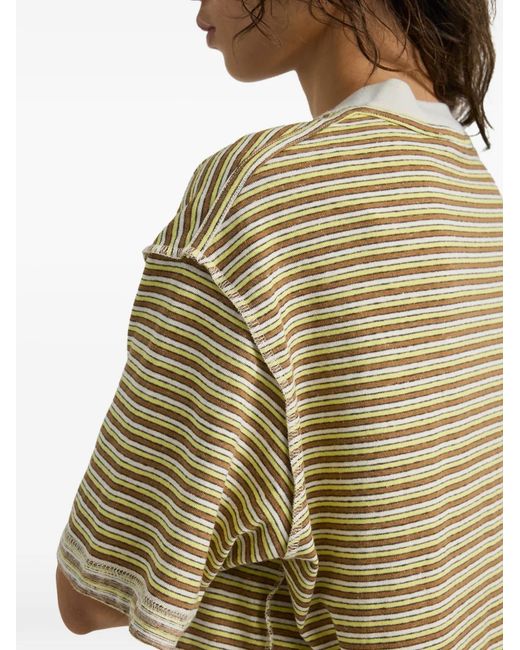 Song For The Mute Yellow T-Shirt À Rayures Et Motif De Fleurs