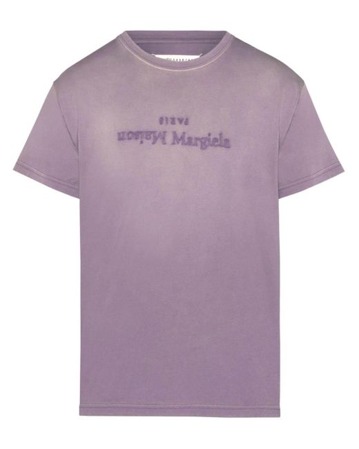 T-Shirt Reverse Con Stampa di Maison Margiela in Purple