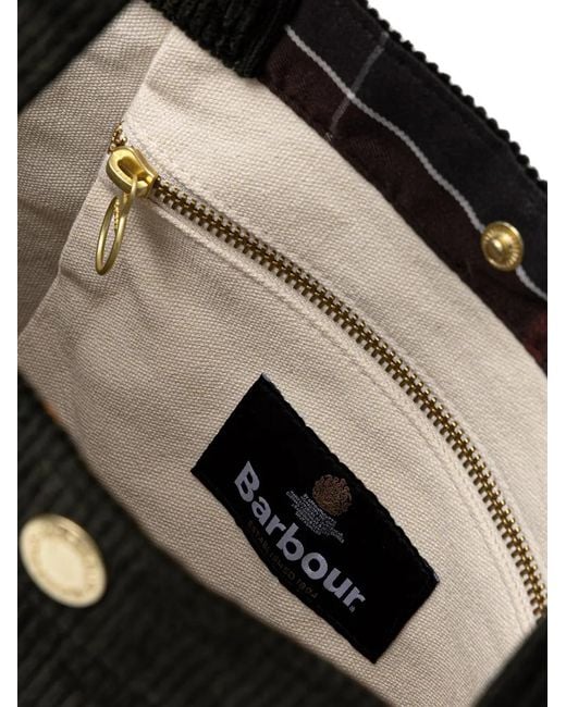 Barbour Black Carrick Cord Logo-Embroidered Tote Bag