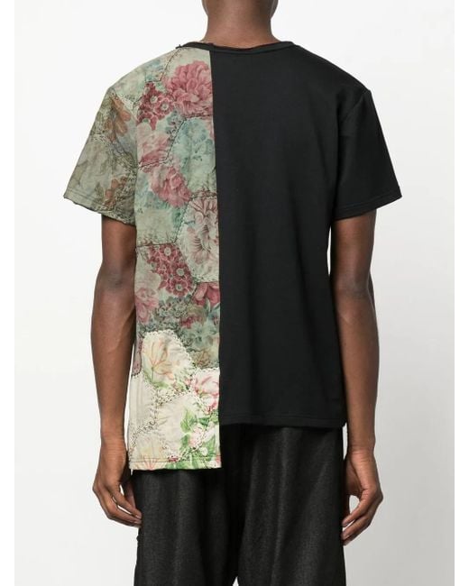 By Walid Black Patchy Two-Tone T-Shirt for men
