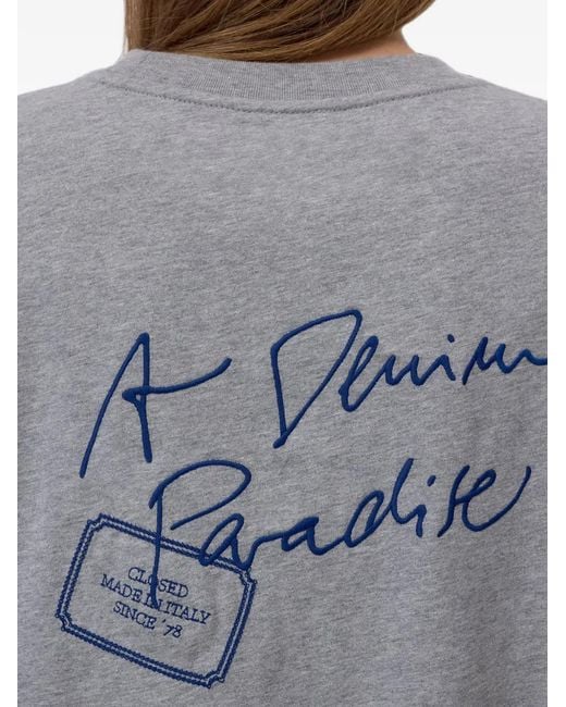 Closed Gray T-Shirt À Logo Brodé