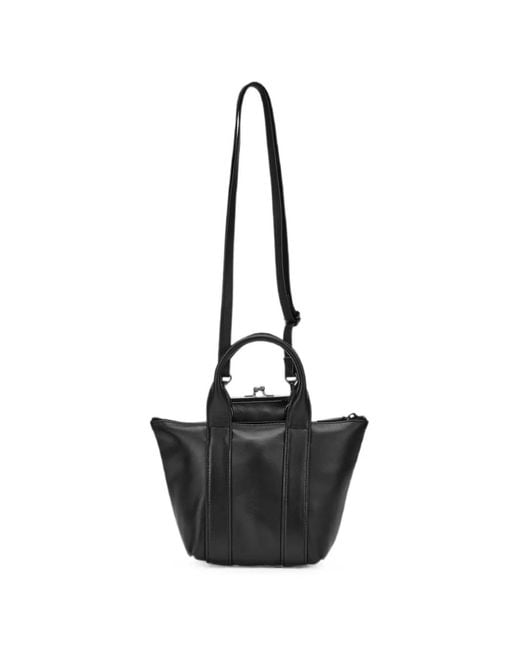 Y's Yohji Yamamoto Black Kiss-Lock Leather Tote Bag