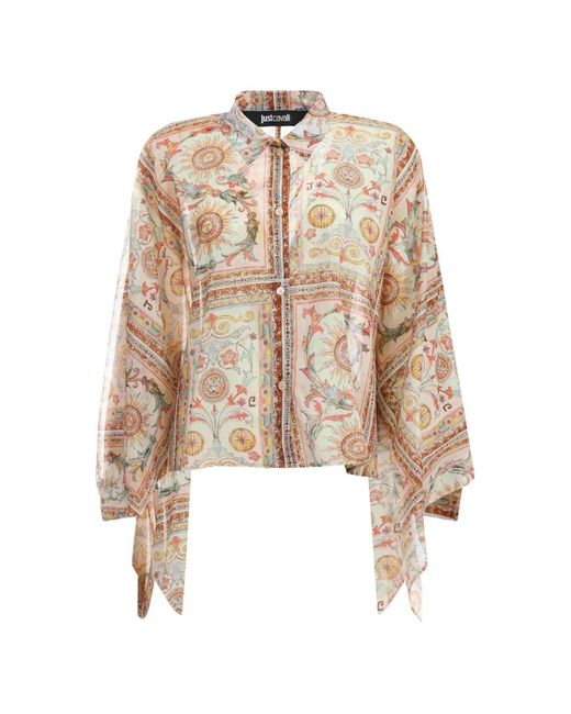 Just Cavalli レディース ホワイト プリント シャツ