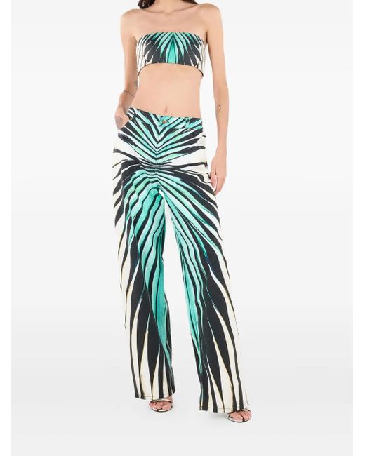Roberto Cavalli Blue Ray Of Sea-Print Trousers