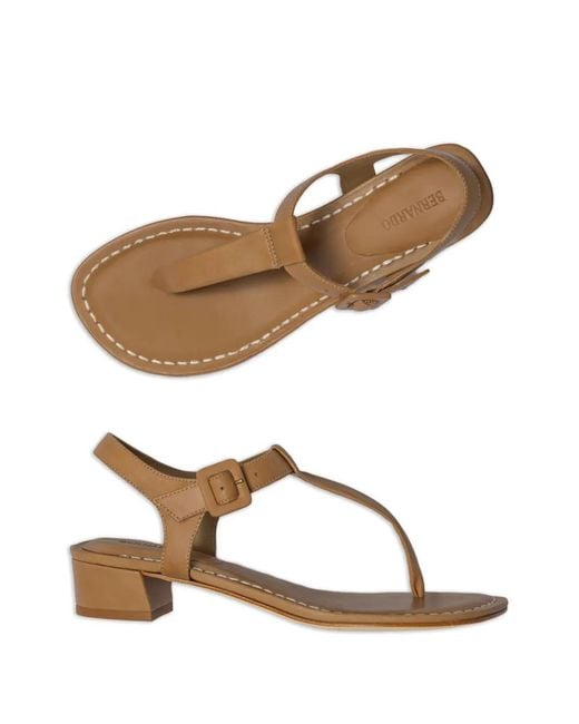 Bernardo Natural Goyara Buckle T-Strap Sandals
