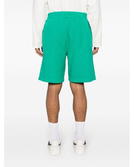 Palm Angels Green The Palm Cotton Track Shorts for men