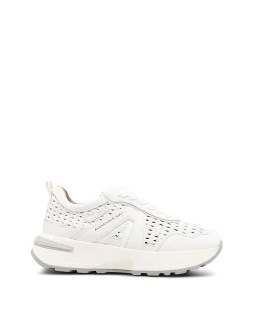 Alexander Smith White Liverpool Perforated Leather Sneakers