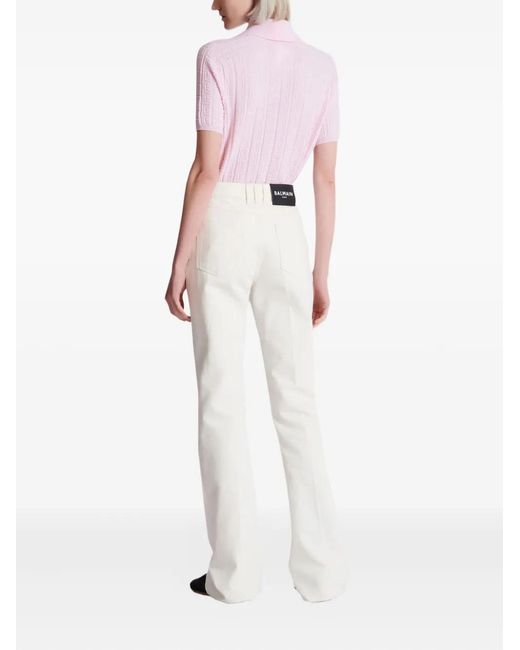 Balmain White Straight-Leg Denim Jeans