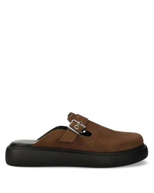 Vagabond Brown Blenda Buckle-Detail Platform Mules