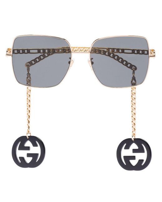 Gucci Black Interlocking G Chain Oversized Sunglasses