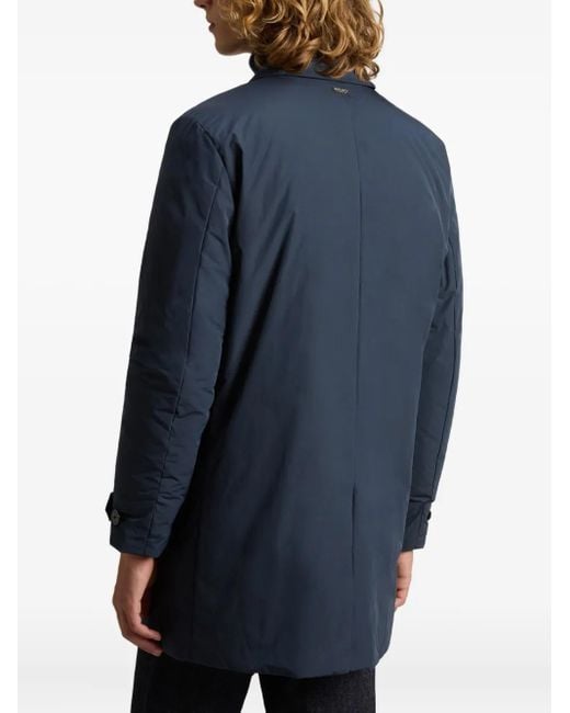 Woolrich Blue Button-Fastening Peached Coat for men