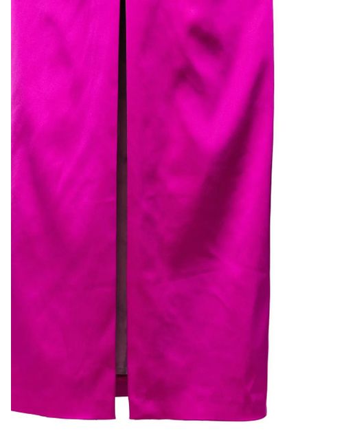Talbot Runhof Sleeveless Draped Satin Dress Purple