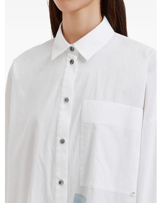 Enfold Blue Graphic-Print Button-Down Shirt
