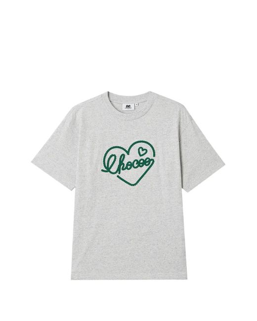 Chocoolate Gray T-Shirt À Motif Cœur