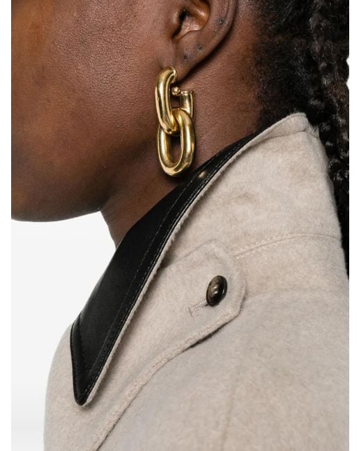 Nanushka Natural Contrast-Collar Button Coat