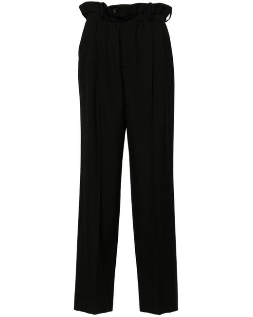 Pantalones rectos con cintura paperbag Gucci de color Black