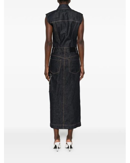 Sportmax Black Midi Dress With Button Closure And Pockets