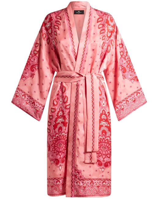 Etro Red Paisley-Print Robe Jacket