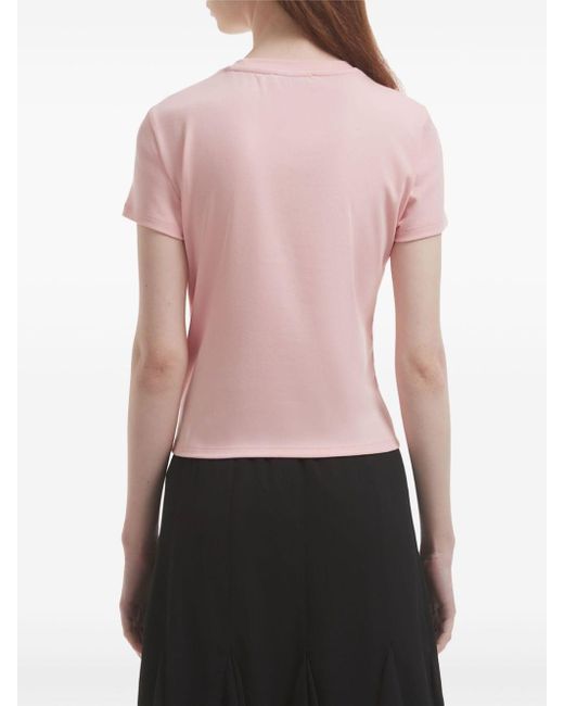T-shirt girocollo con strass di B+ AB in Pink