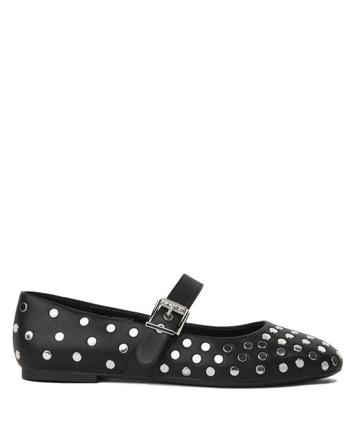 Karl Lagerfeld Black Studded Ballerina Shoes