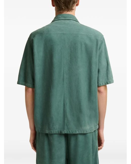 Marni Green Flap-Patch Pocket Lambskin Shirt for men