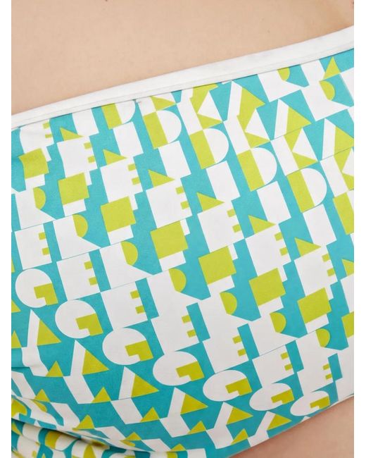 Karl Lagerfeld Green Monogram-Print Bikini Top