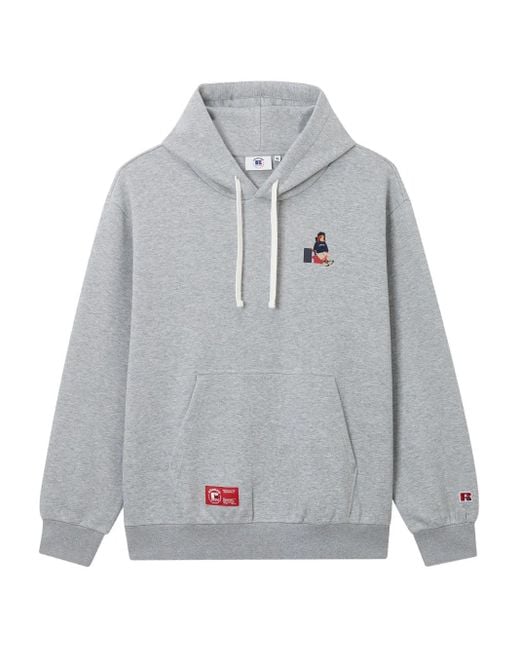 Chocoolate X Russell Athletic Hoodie mit Logo-Stickerei in Gray für Herren