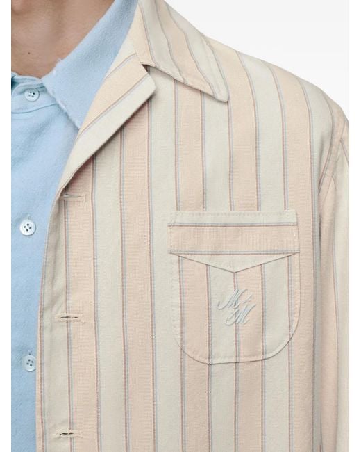 Maison Margiela White Striped Long-Sleeved Shirt Jacket for men