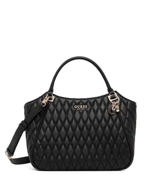 Guess Black Valla Quilted Tote Bag