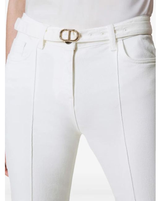 Twinset White Belted Trousers