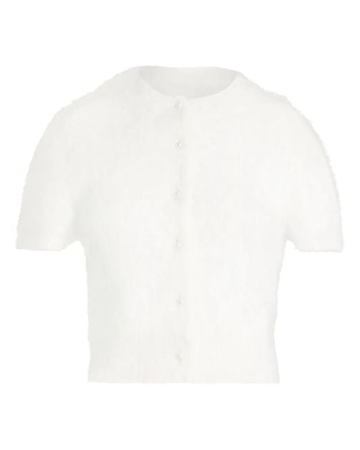 Maison Margiela White Short-Sleeve Cropped Cardigan