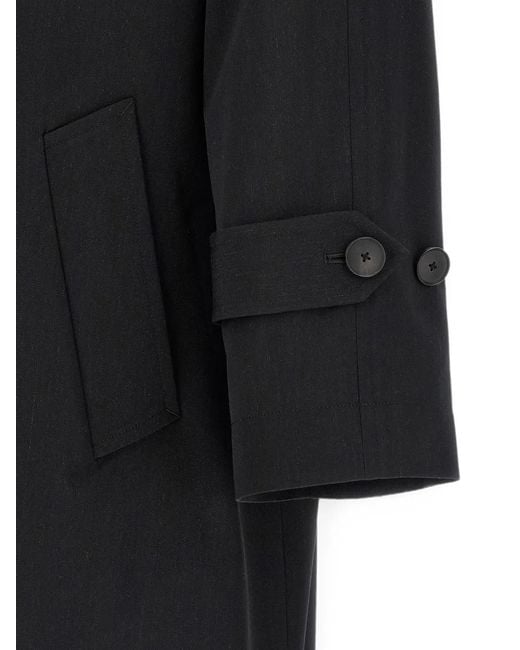 Auralee Black Gabardine Wool Trench Coat for men
