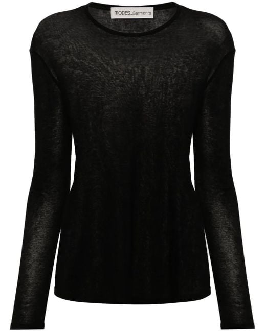 MODES GARMENTS Black Long-Sleeve Cotton T-Shirt