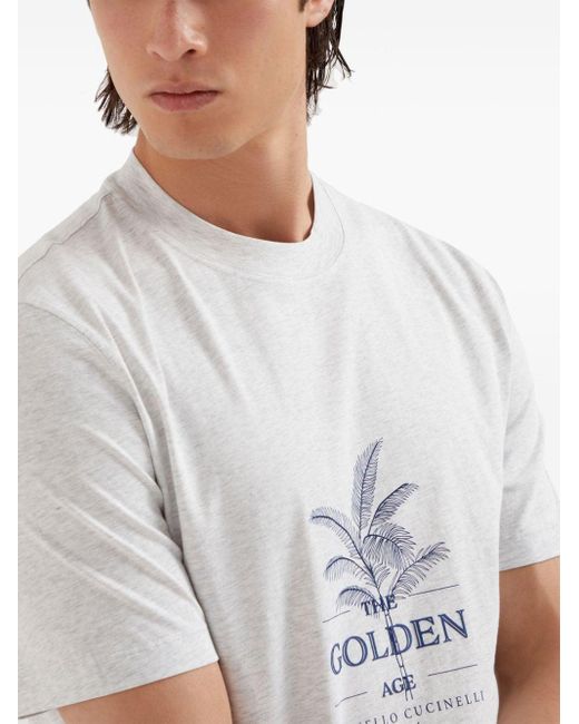 Brunello Cucinelli White The Golden Age Cotton T-shirt for men