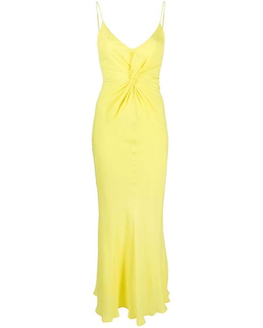MSGM Yellow Knot-detailed Long-length Dress