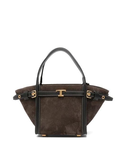 Tod's Black Mini T Timeless Buckle-Detail Tote Bag